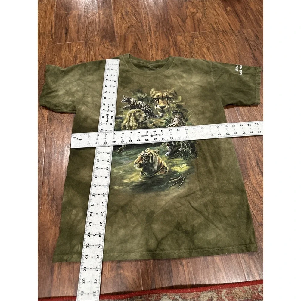 The Mountain Big Cat Lion Tiger Cheetah Panther Green Tie Dye Animal Shirt M